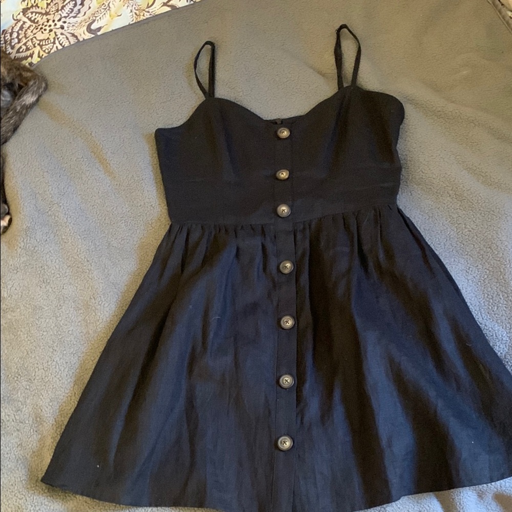 Reformation Black Mini Dress with Button Detail